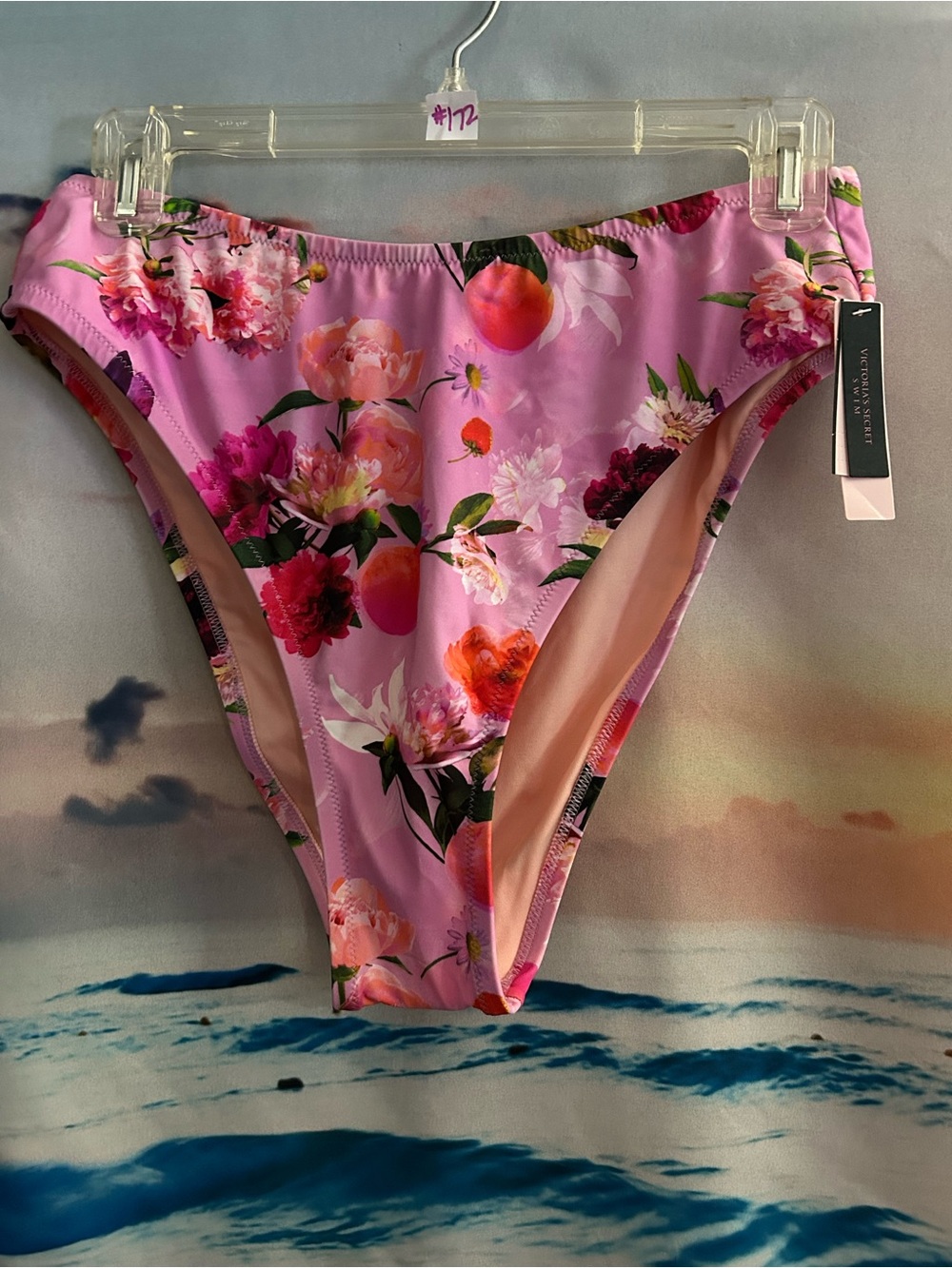 Victoria's Secret Women’s Pink Floral Cheeky Bikini Bottoms LG NWT